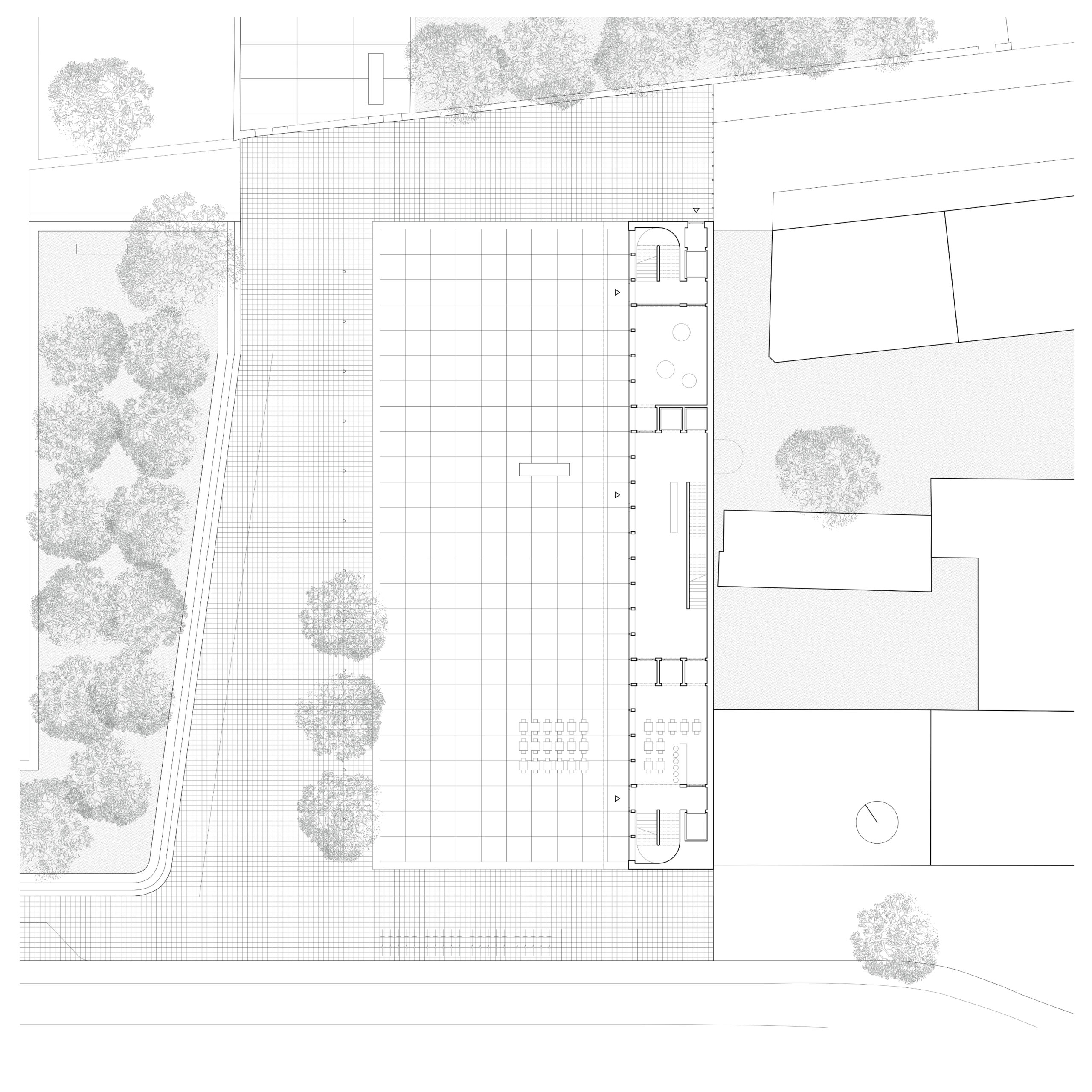 Besucherinnenzentrum Memorium Nürnberger Prozesse. Architekturwettbewerb,Grundriss , LOA | Lars Otte Architektur